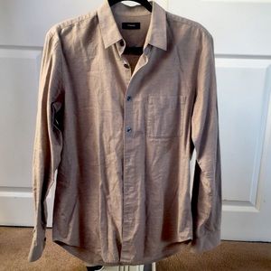 Gorgeous Mens Theory Tan Button Down Shirt